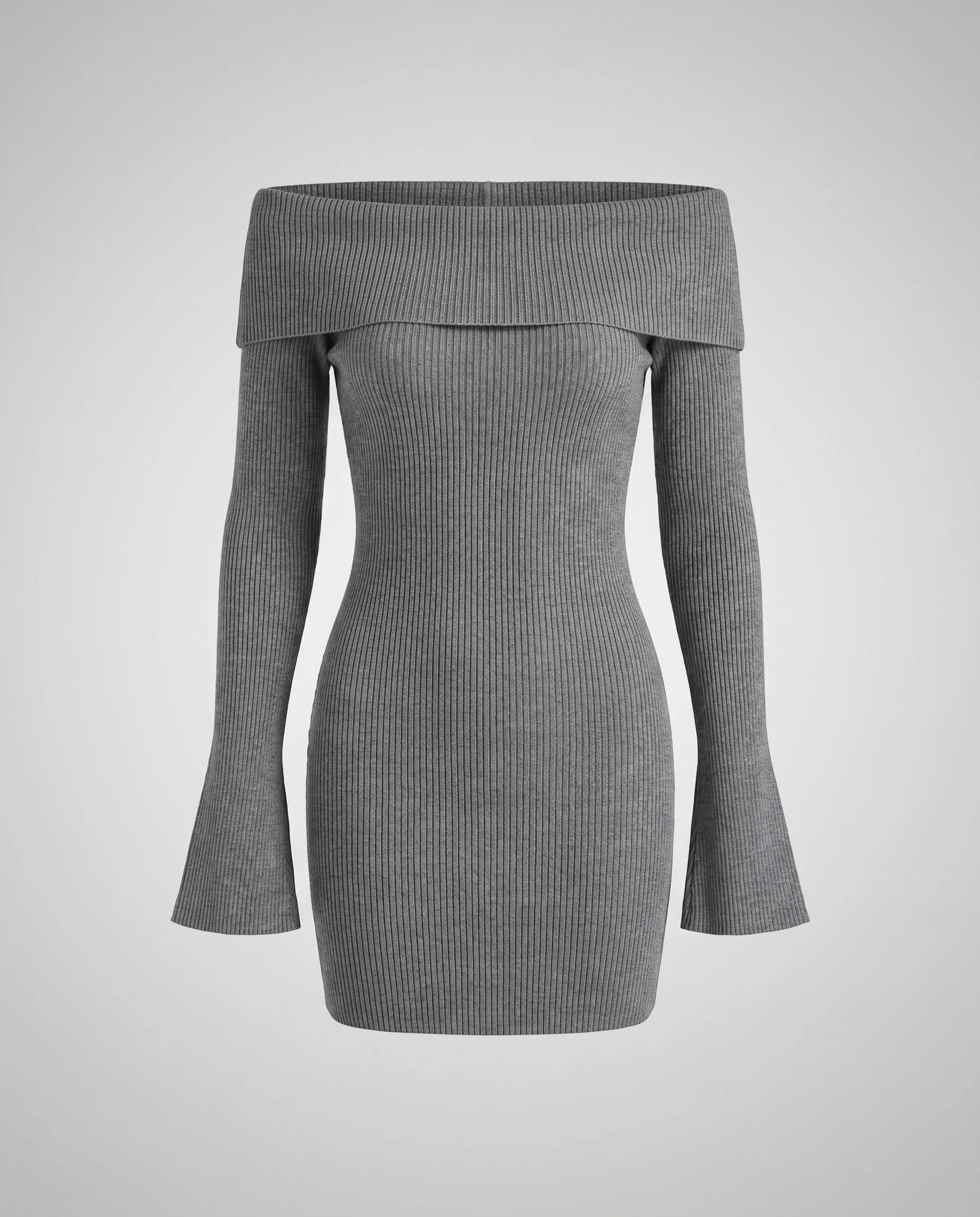 Damen figurbetontes Off-Shoulder Minikleid mit Rippstruktur - Image 5