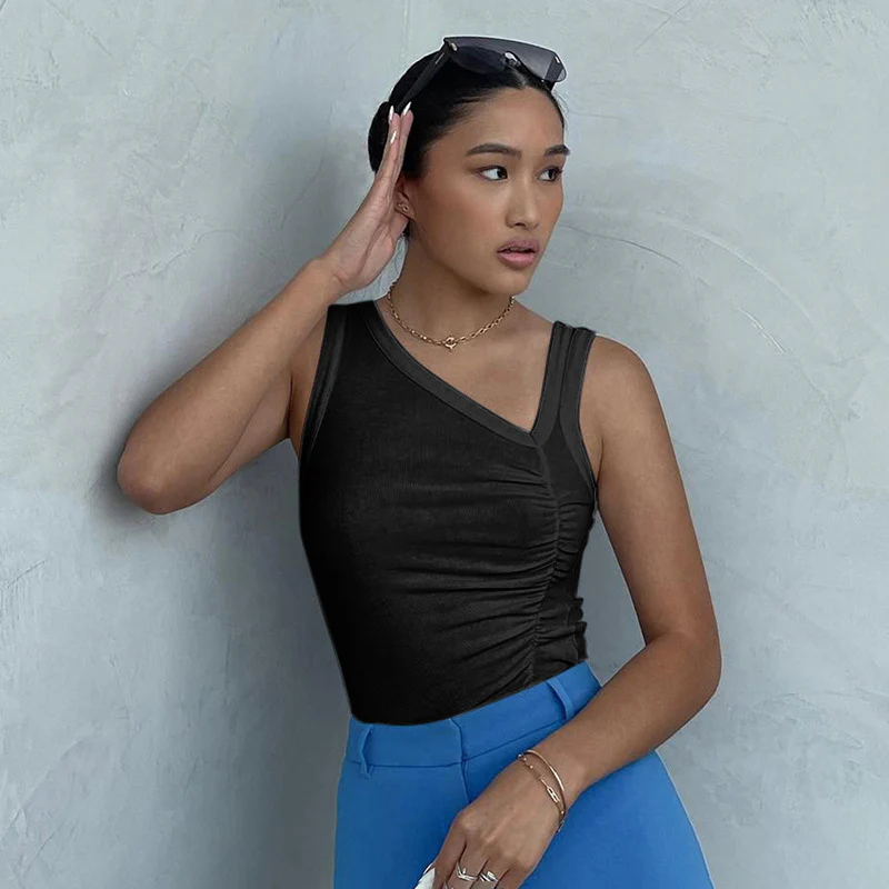 Damen Figurbetontes Raffungstop mit asymmetrischem Ausschnitt R&B - Image 4