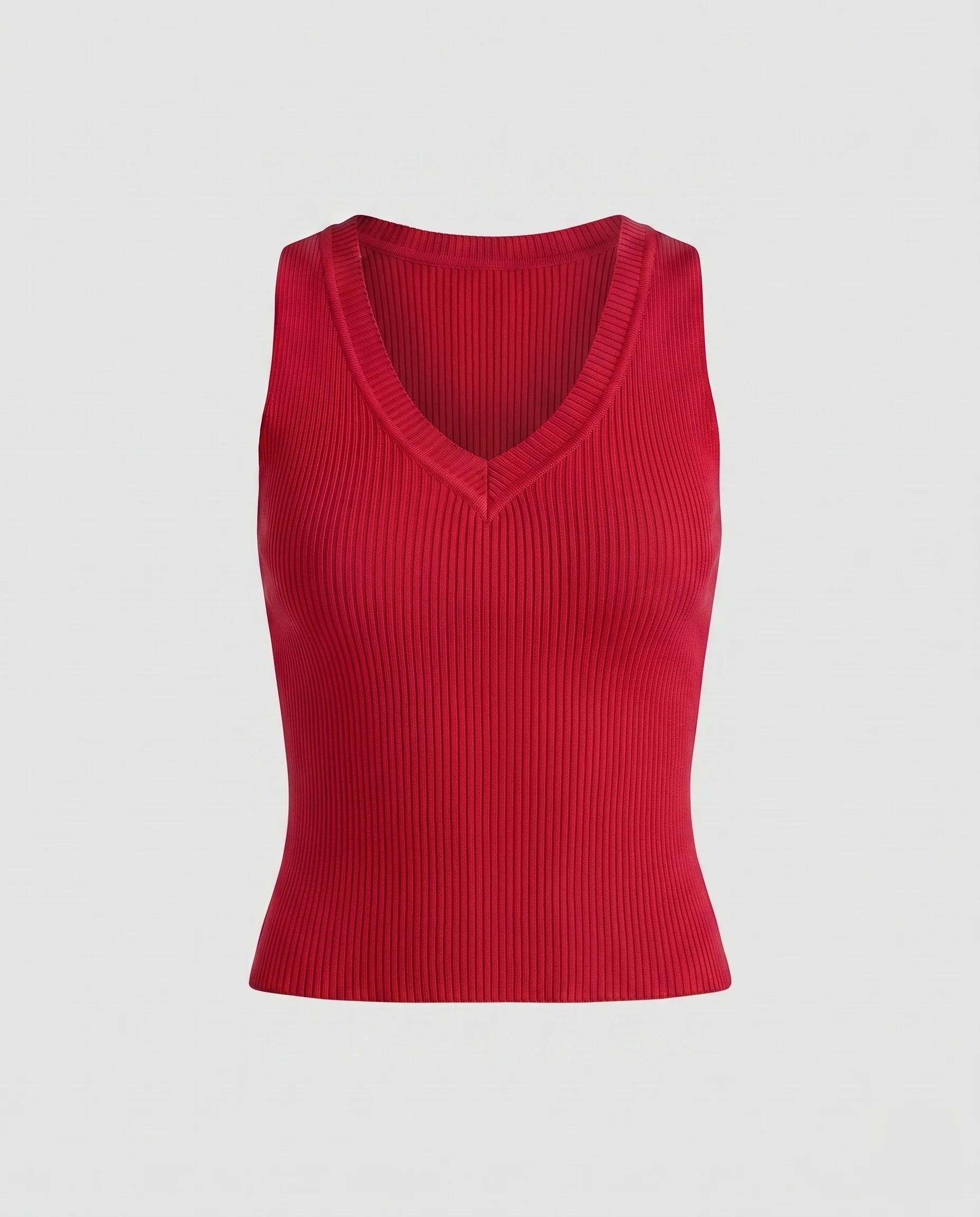 Damen figurbetontes Ripp-Top mit V-Ausschnitt - Image 11