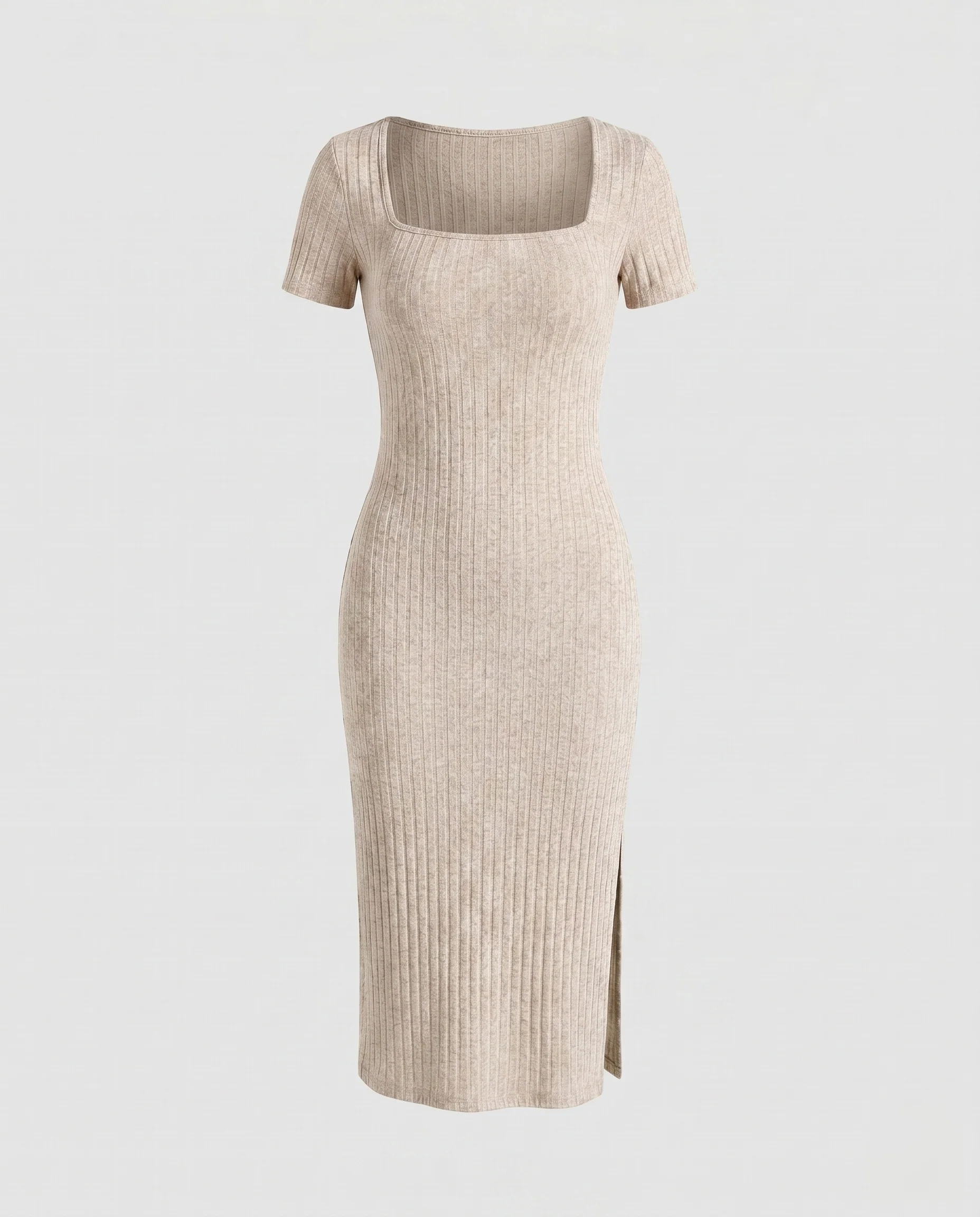 Damen Figurbetontes Strickkleid mit Rippmuster R&B - Image 5