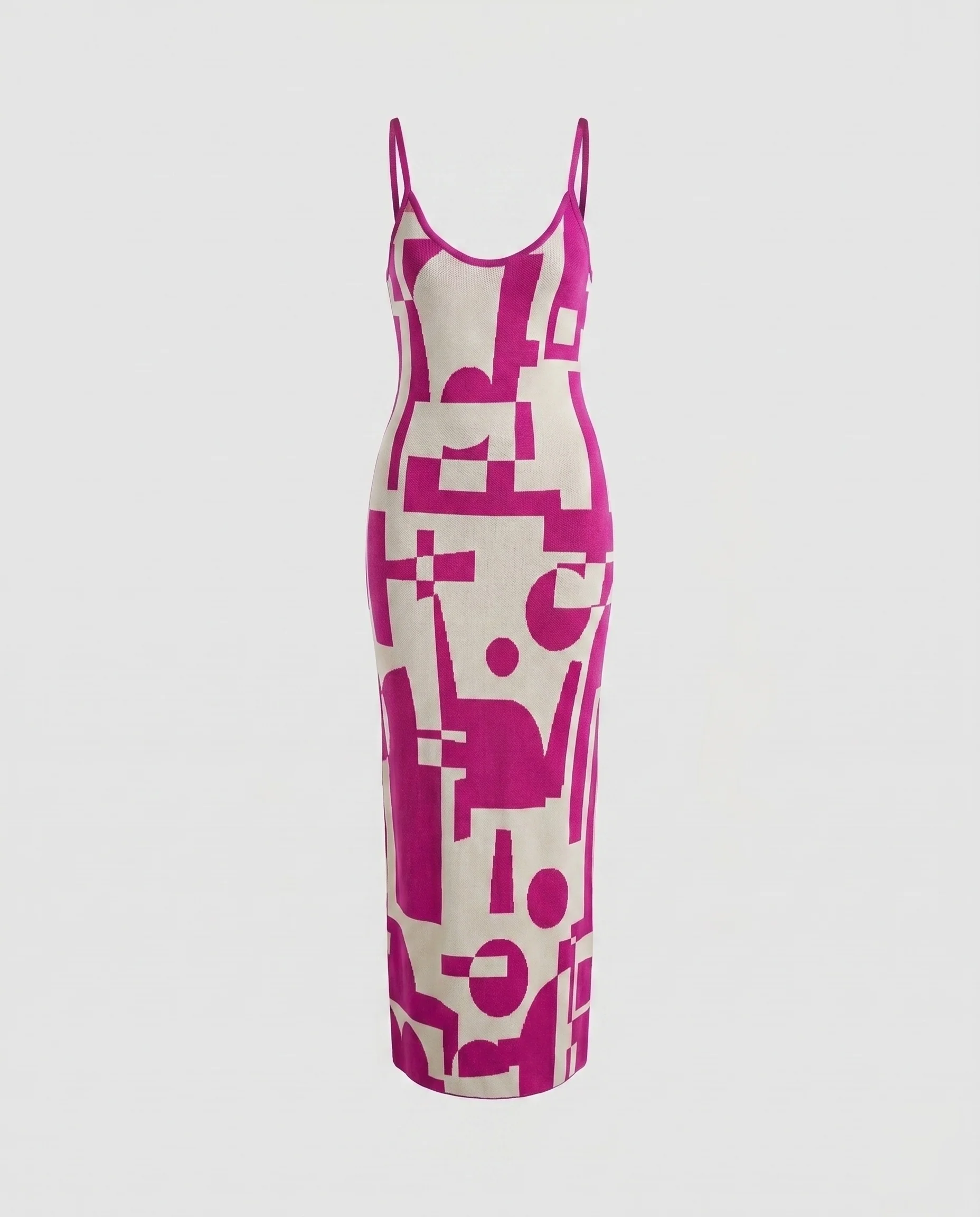 Damen figurbetontes Strickkleid mit Wellenmuster - Image 14