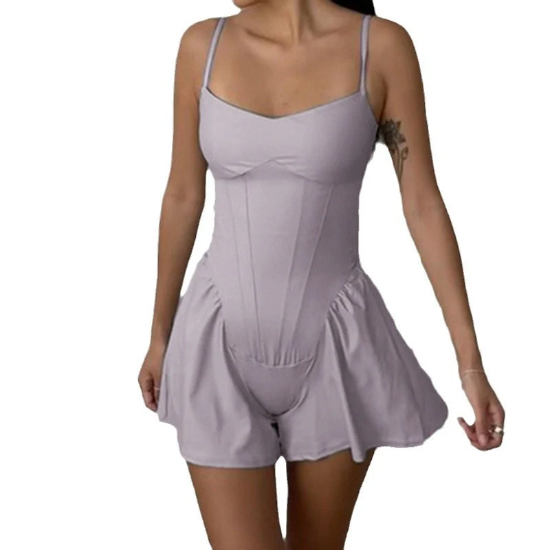 Damen figurbetontes Yogakleid mit verstellbaren Trägern und fließendem Saum Heidi-Mode - Image 5