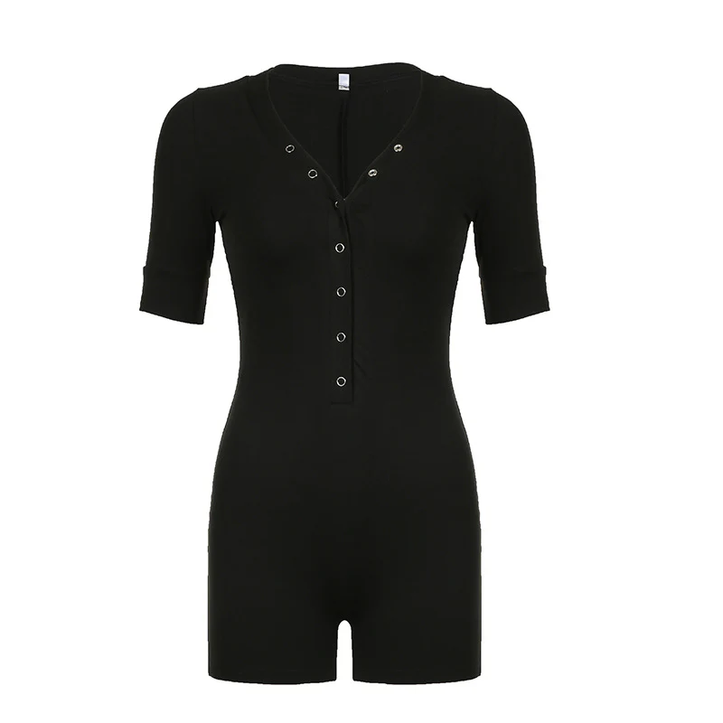 Damen Figurenbetonter Jumpsuit mit modischem V-Ausschnitt und praktischen Knopfdetails R&B - Image 6