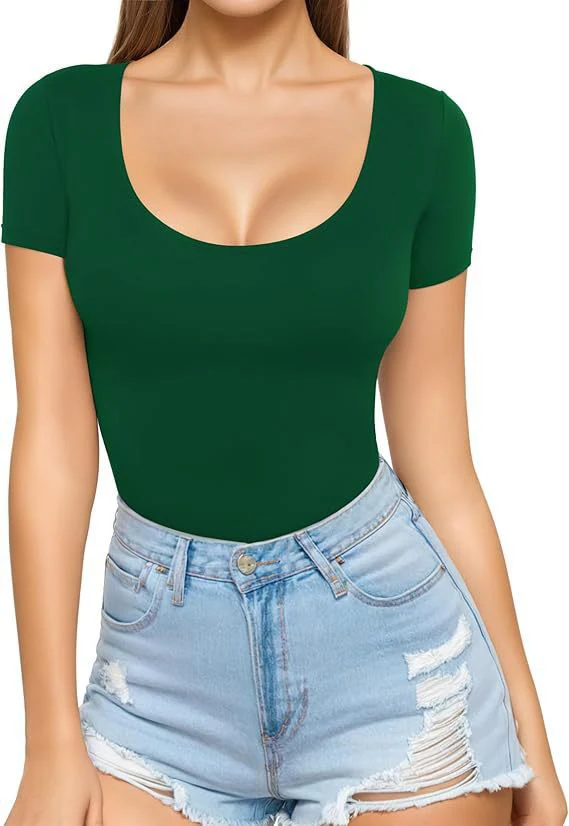 Damen figurbetontes Kurzarm-Body mit rundem Ausschnitt und nahtlosem Design R&B - Image 20