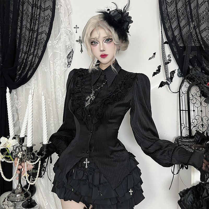 Damen figurbetonte Bluse mit Rüschendetails und Schnürung R&B - Image 84
