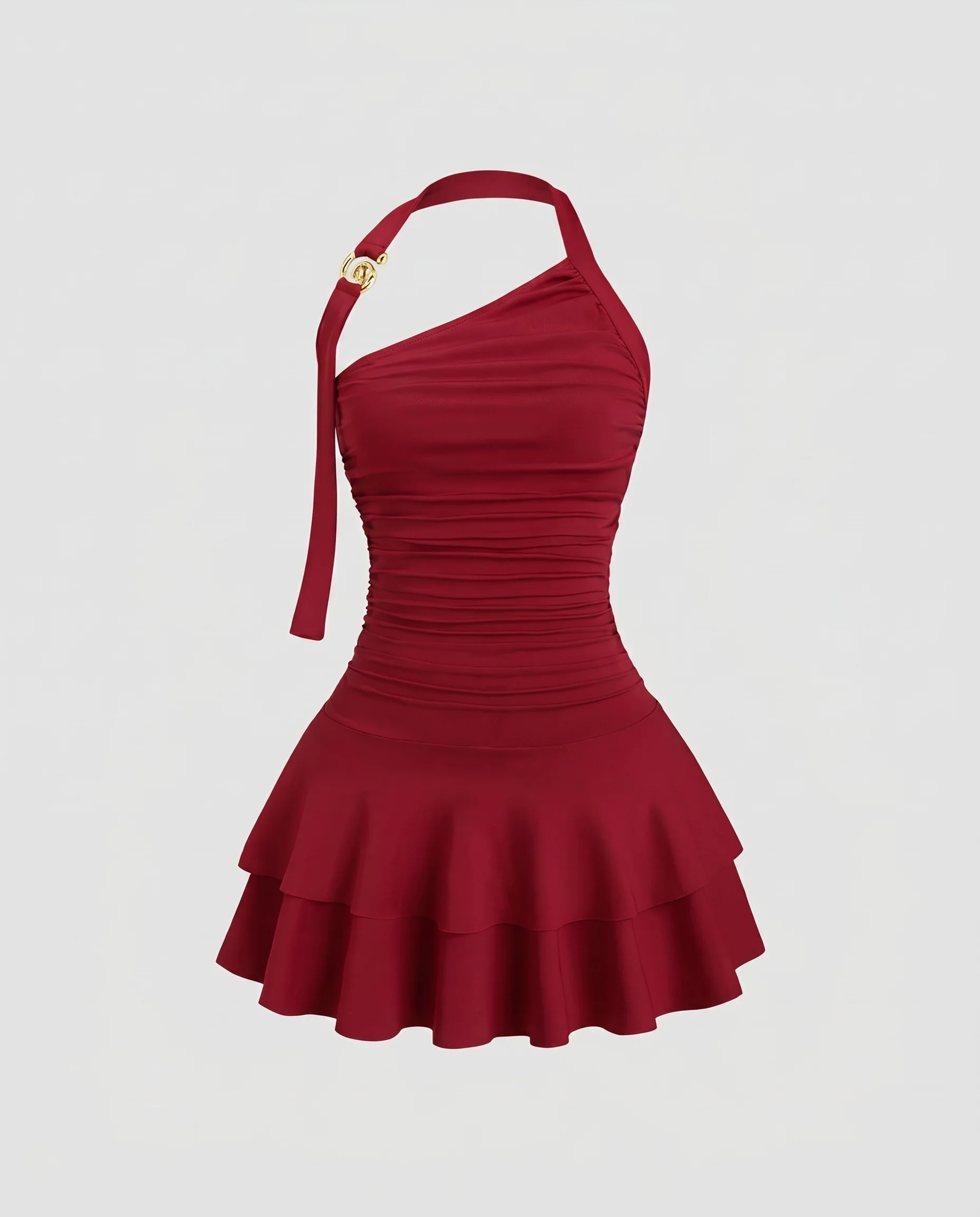 Damen Figurumspielendes Maxikleid mit asymmetrischem Cut und Rüschendetails - Image 5