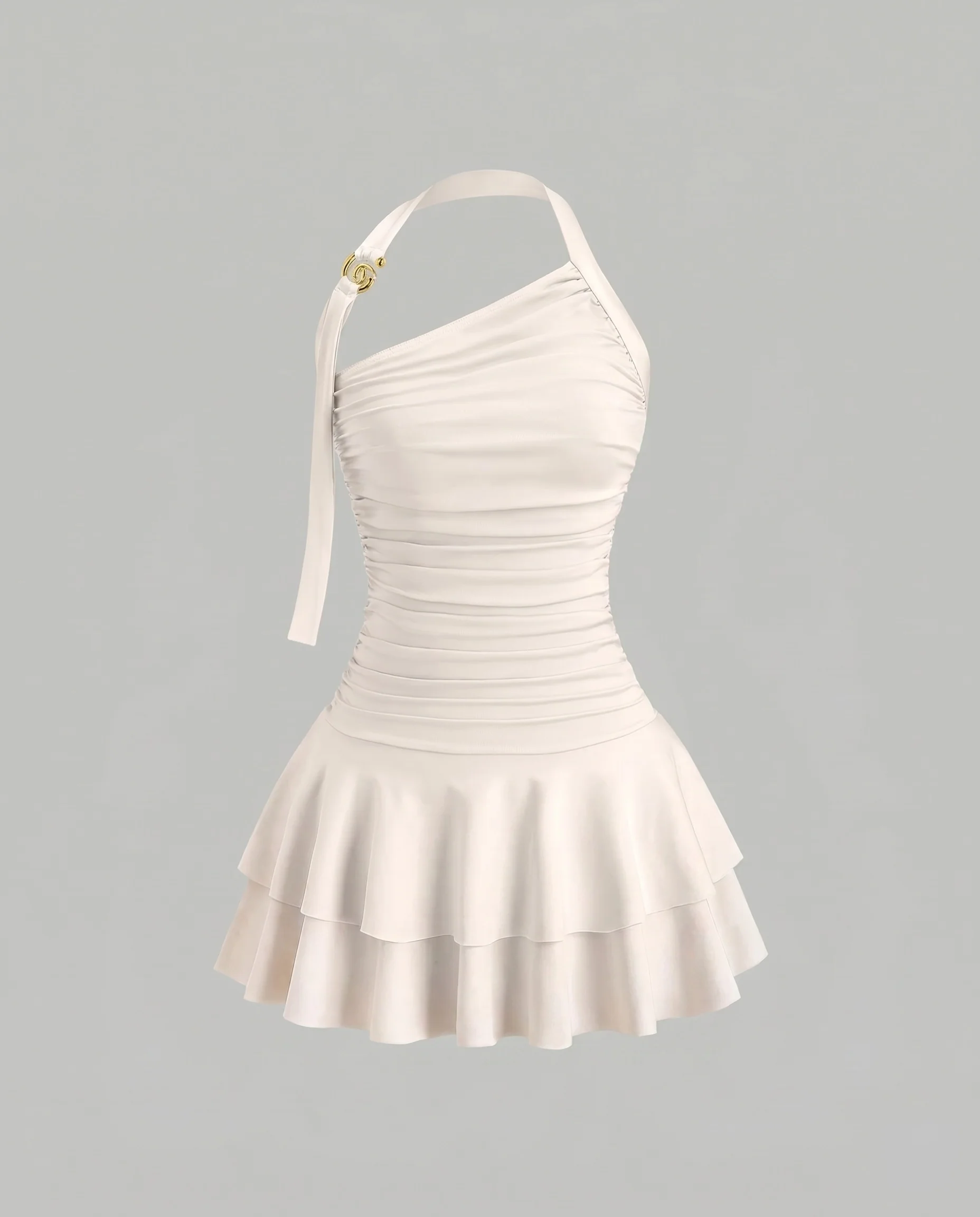 Damen Figurumspielendes Maxikleid mit asymmetrischem Cut und Rüschendetails - Image 7