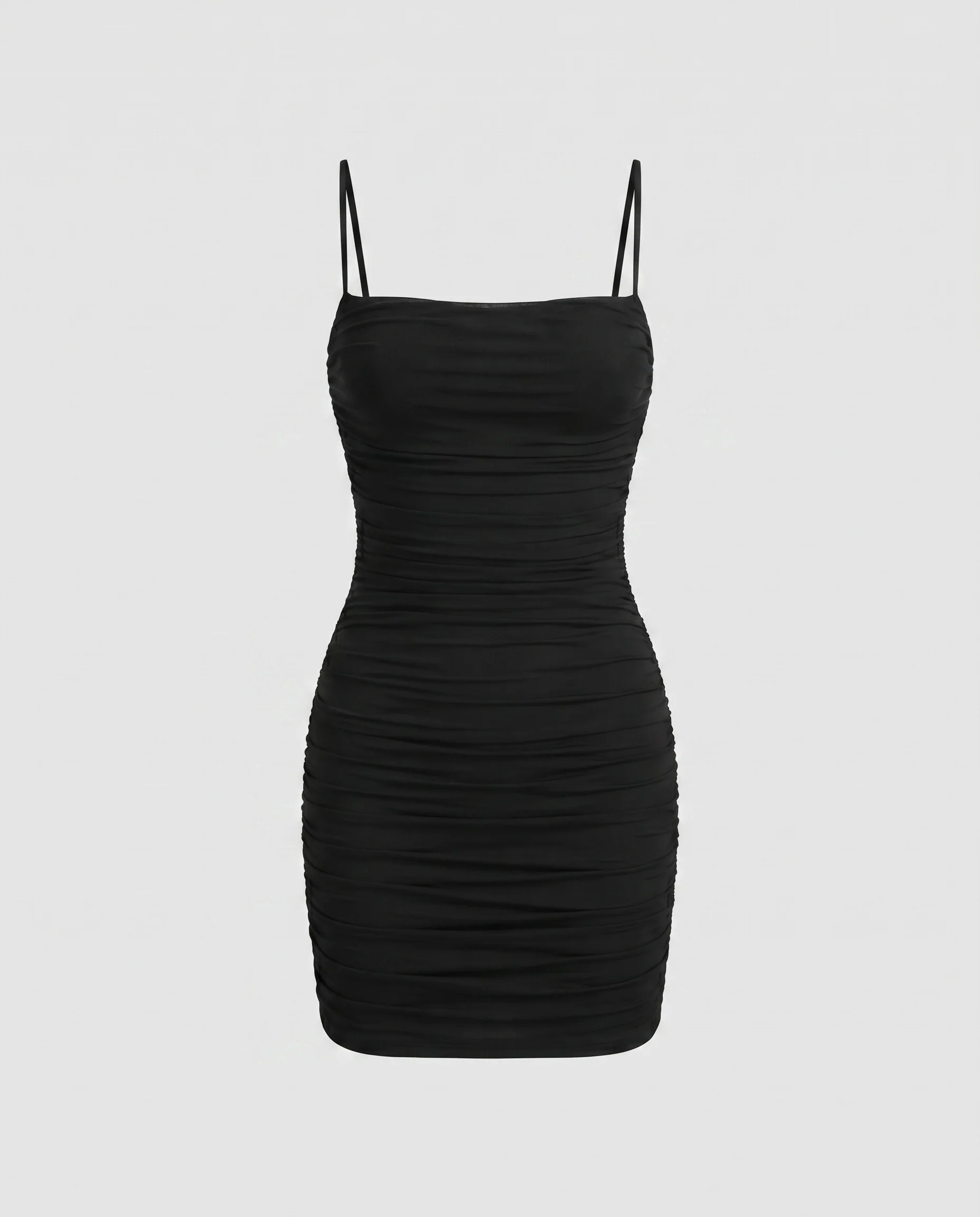 Damen Figurumspielendes Minikleid mit schimmernden Falten und feinen Trägern R&B - Image 4