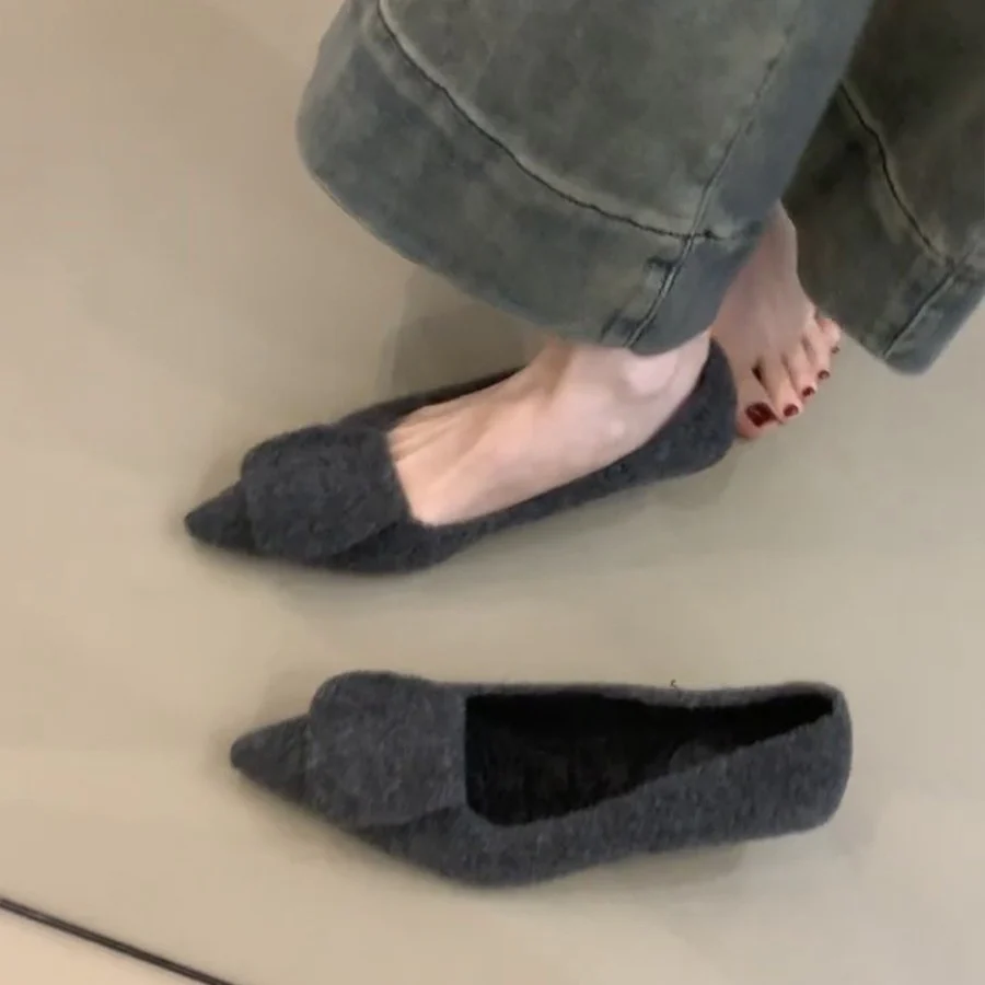 Damen Filz-Pantoletten mit spitzem Design und kuscheligem Innenfutter R&B - Image 2