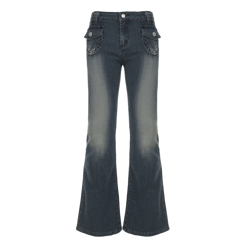 Damen Flared Jeans im klassischen Schnitt mit dekorativen Taschen R&B - Image 7