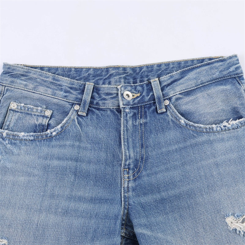Damen Flared Jeans im Used-Look mit Fransen und Destroyed-Details R&B - Image 3