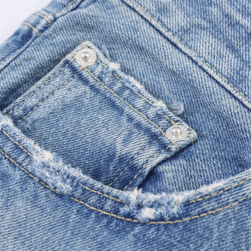 Damen Flared Jeans im Used-Look mit Fransen und Destroyed-Details R&B - Image 4