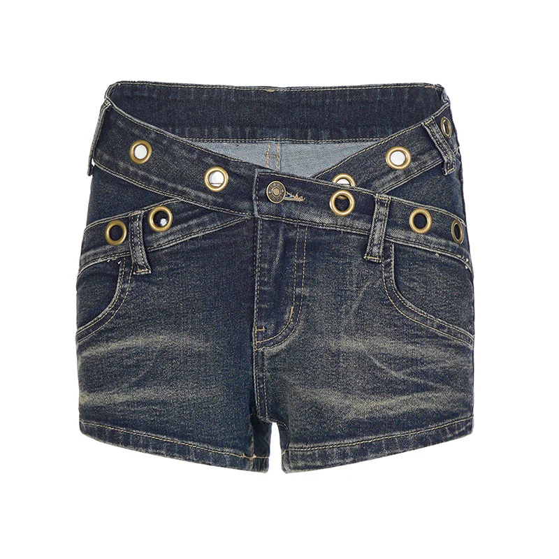 Damen Flared Jeans mit dekorativen Knopfdetails und modischemused Finish R&B - Image 6
