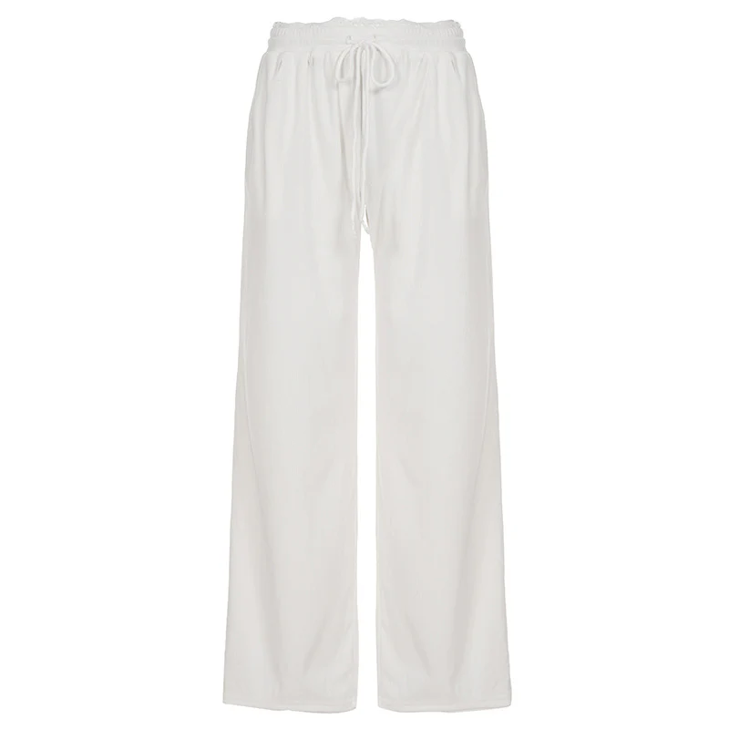 Damen Flared-Loungehose mit elastischem Bund und Bindebändern Heidi-Mode - Image 6