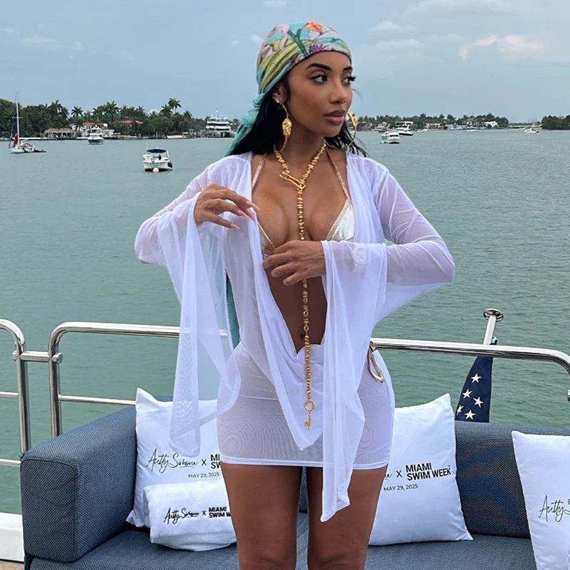Damen Fließender Kaftan mit weiten Ärmeln und tieferem Ausschnitt R&B - Image 2