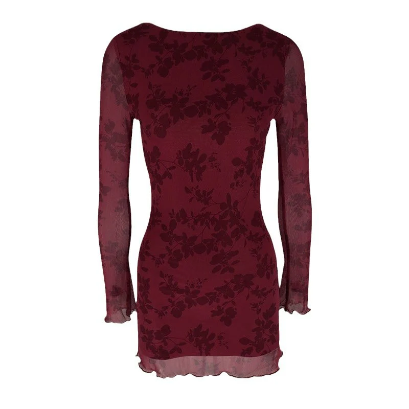 Damen Floral Minikleid mit transparenten Ärmeln R&B - Image 5