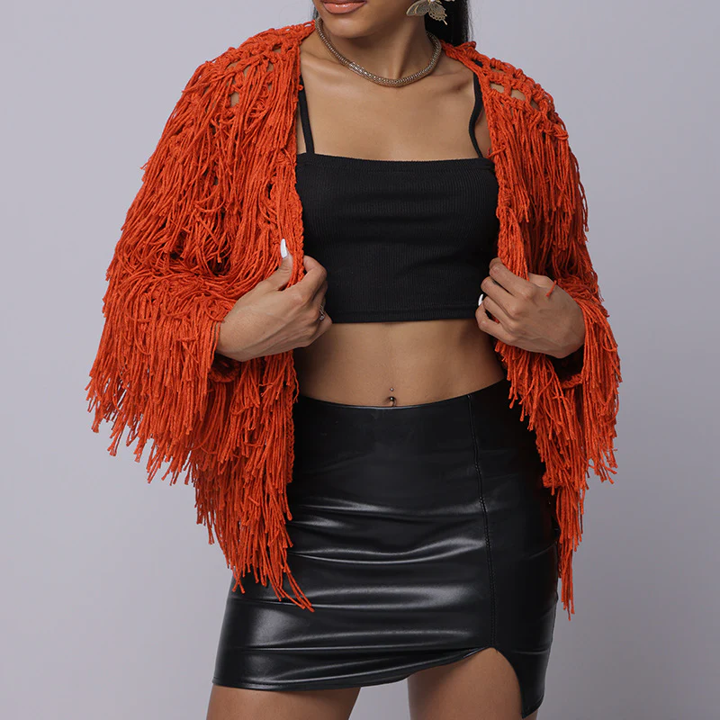 Damen Fransen-Pulloverjacke mit offenem Schnitt und stylischem Design R&B - Image 4