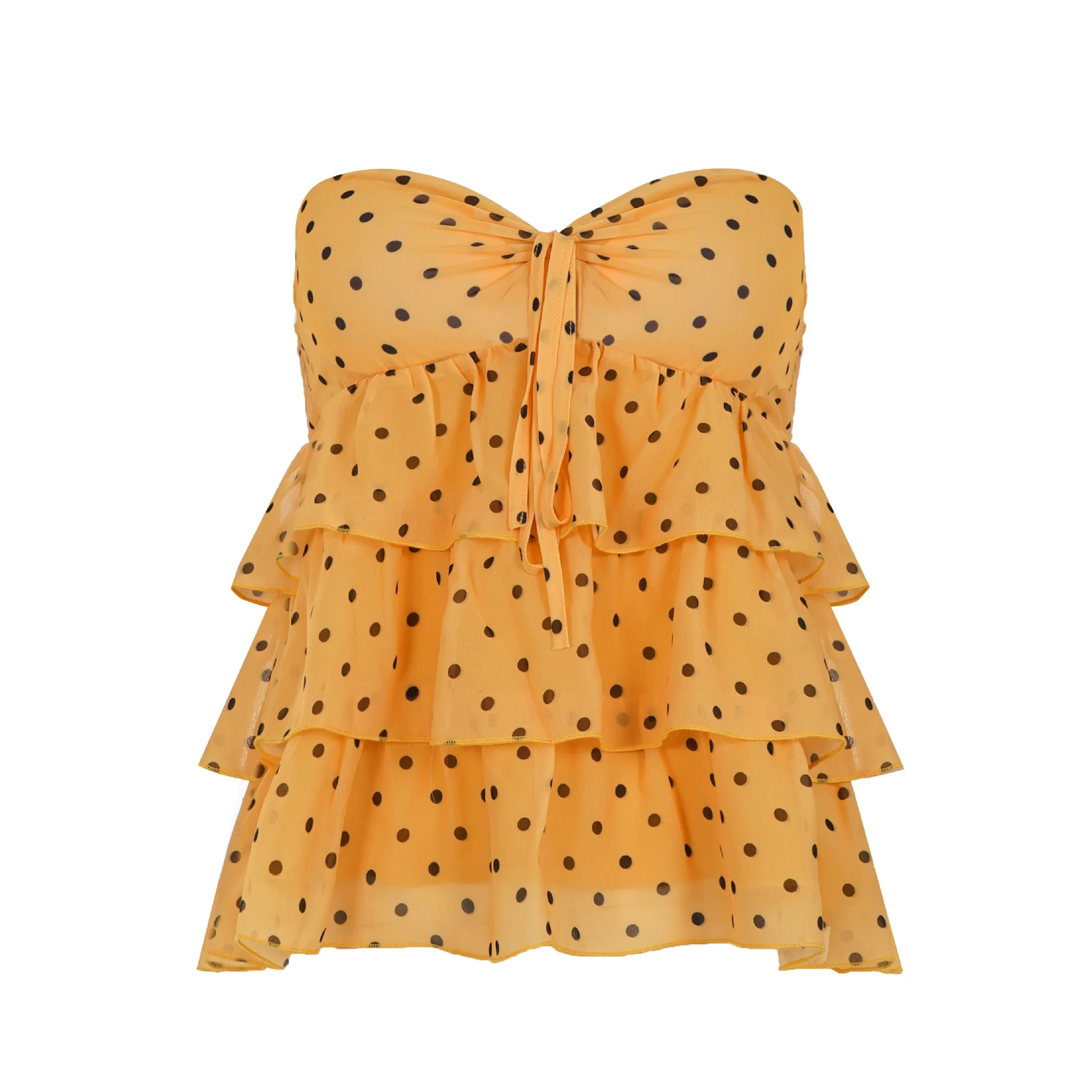 Damen freches Rüschenshirt mit Polka-Dot-Muster Heidi-Mode - Image 7