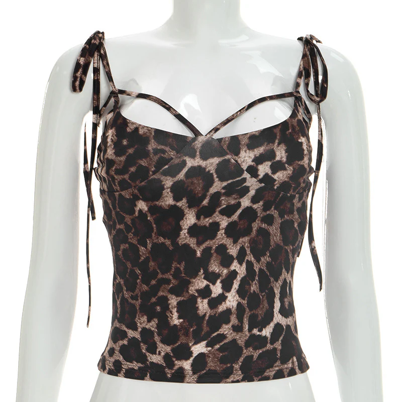 Damen Freizeit-Leopardenmuster Top mit verstellbaren Trägern R&B - Image 6