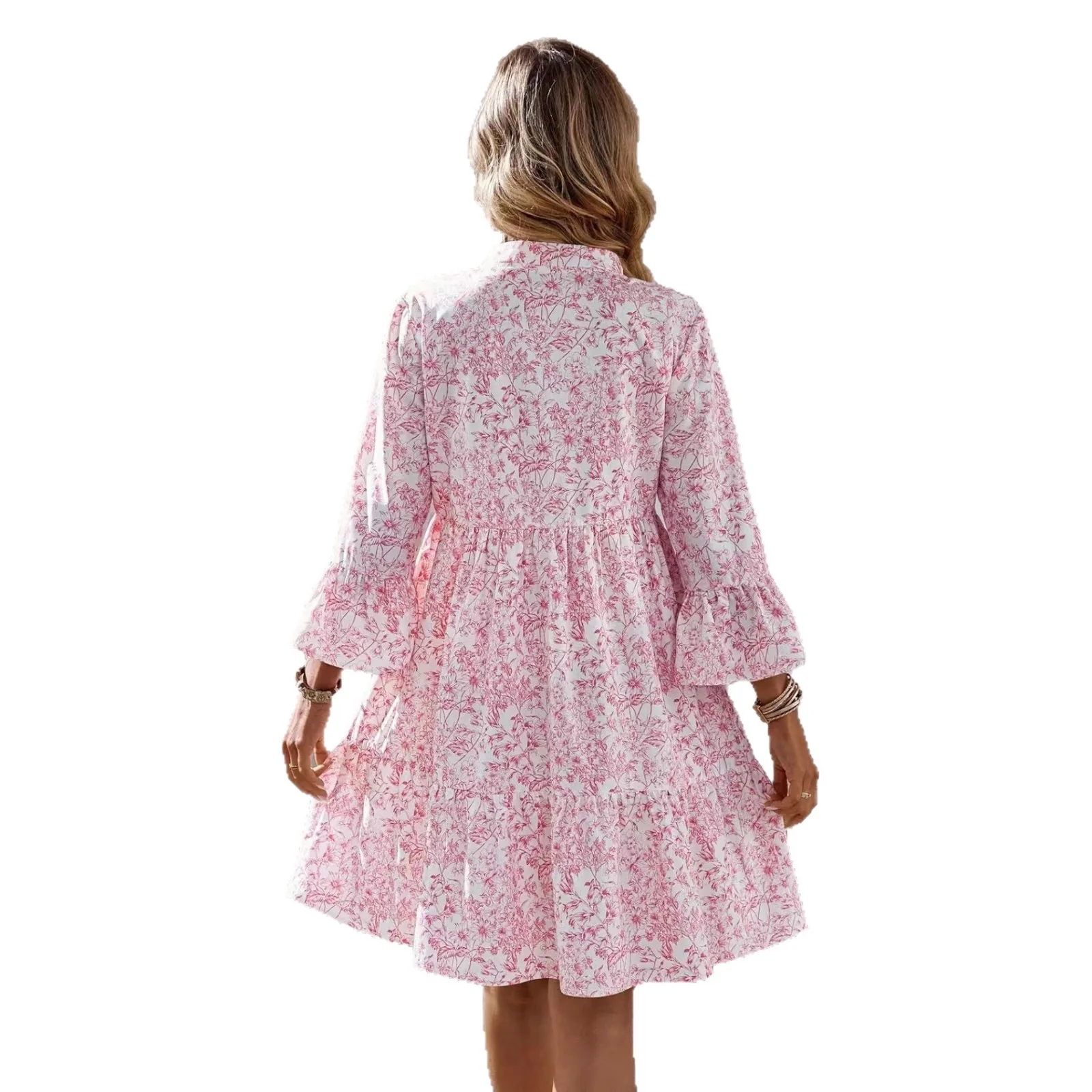 Damen Freizeitkleid mit floralem Design und Rüschen R&B - Image 5