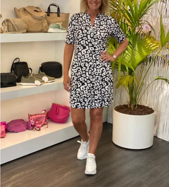 Damen Freizeitkleid mit modischen Musterelementen und praktischen Taschen R&B - Image 6