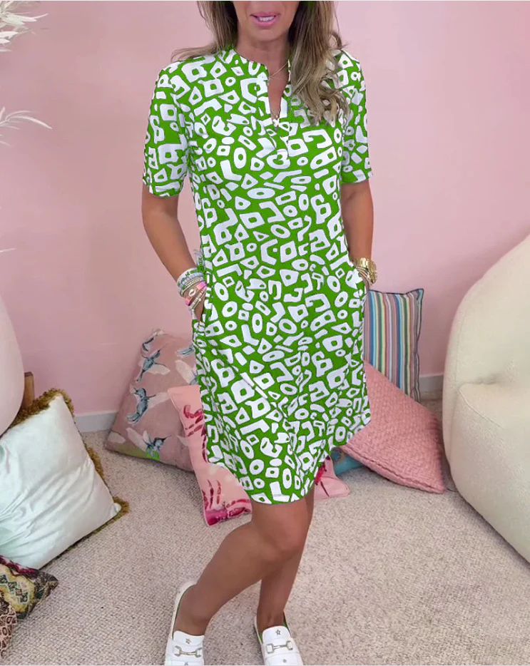 Damen Freizeitkleid mit modischen Musterelementen und praktischen Taschen R&B - Image 7