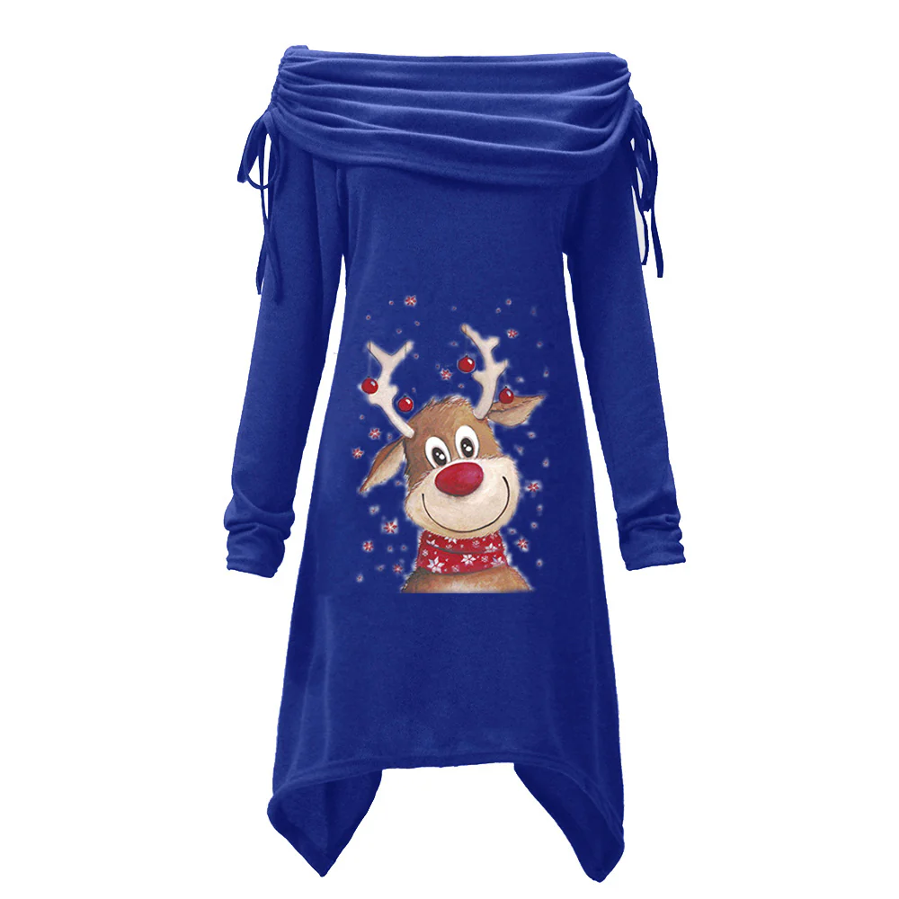 Damen Freizeitkleid mit schulterfreiem Design und verspieltem Rentier-Motiv R&B - Image 2