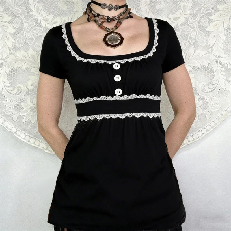 Damen Freizeitkleid mit Spitzenakzenten und eleganter Knopfleiste R&B - Image 3