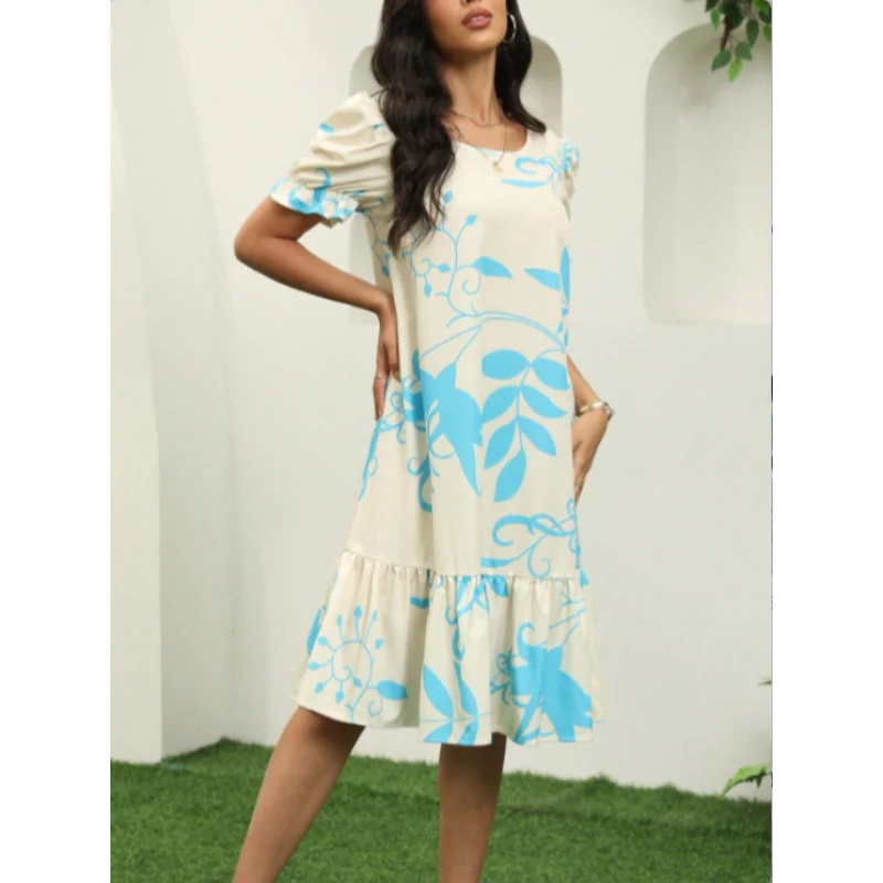 Damen Freizeitkleid mit voluminösen Ärmeln und Rüschensaum R&B - Image 3