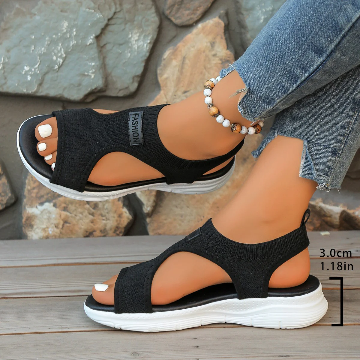 Damen Freizeitsandalen mit atmungsaktiven Riemen und rutschfester Sohle R&B - Image 3