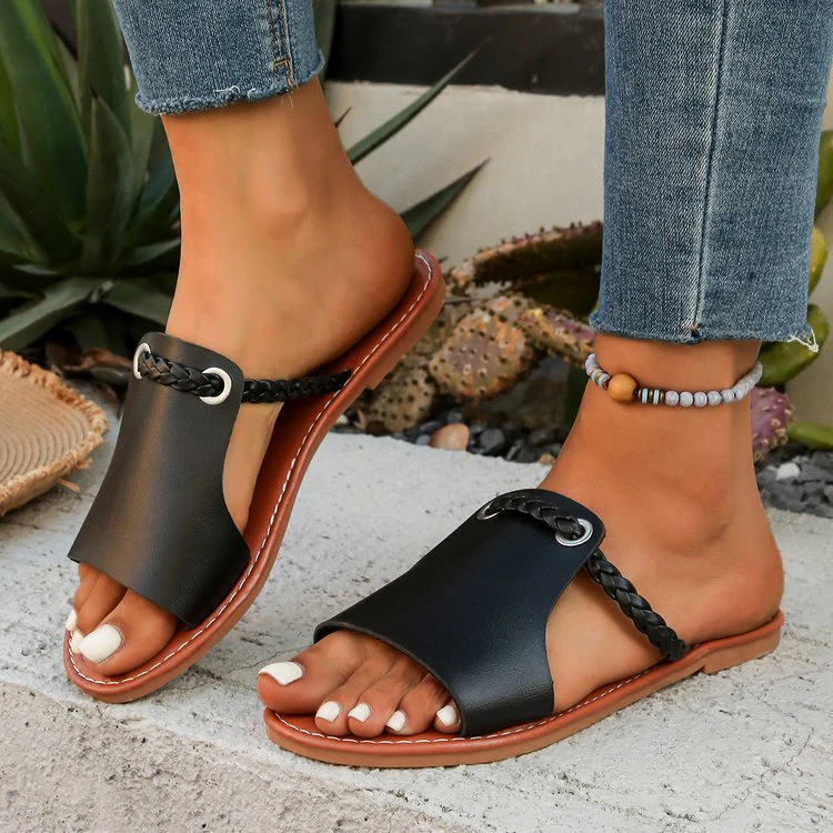 Damen Freizeitsandalen mit geflochtenem Riemen-Design und robustem Fußbett R&B - Image 2