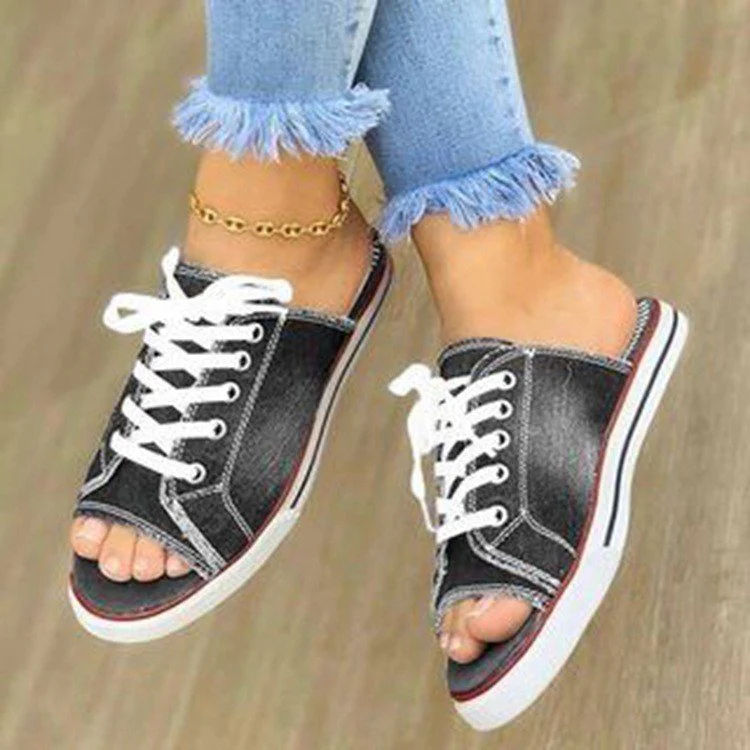 Damen Freizeitschuhe im lässigen Denim-Design mit offenem Zehenbereich R&B - Image 3