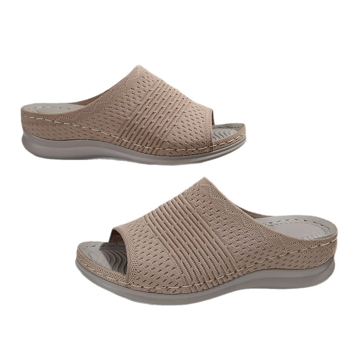 Damen Fußfreischlupfsandalen mit luftdurchlässiger Obermaterialstruktur R&B - Image 5