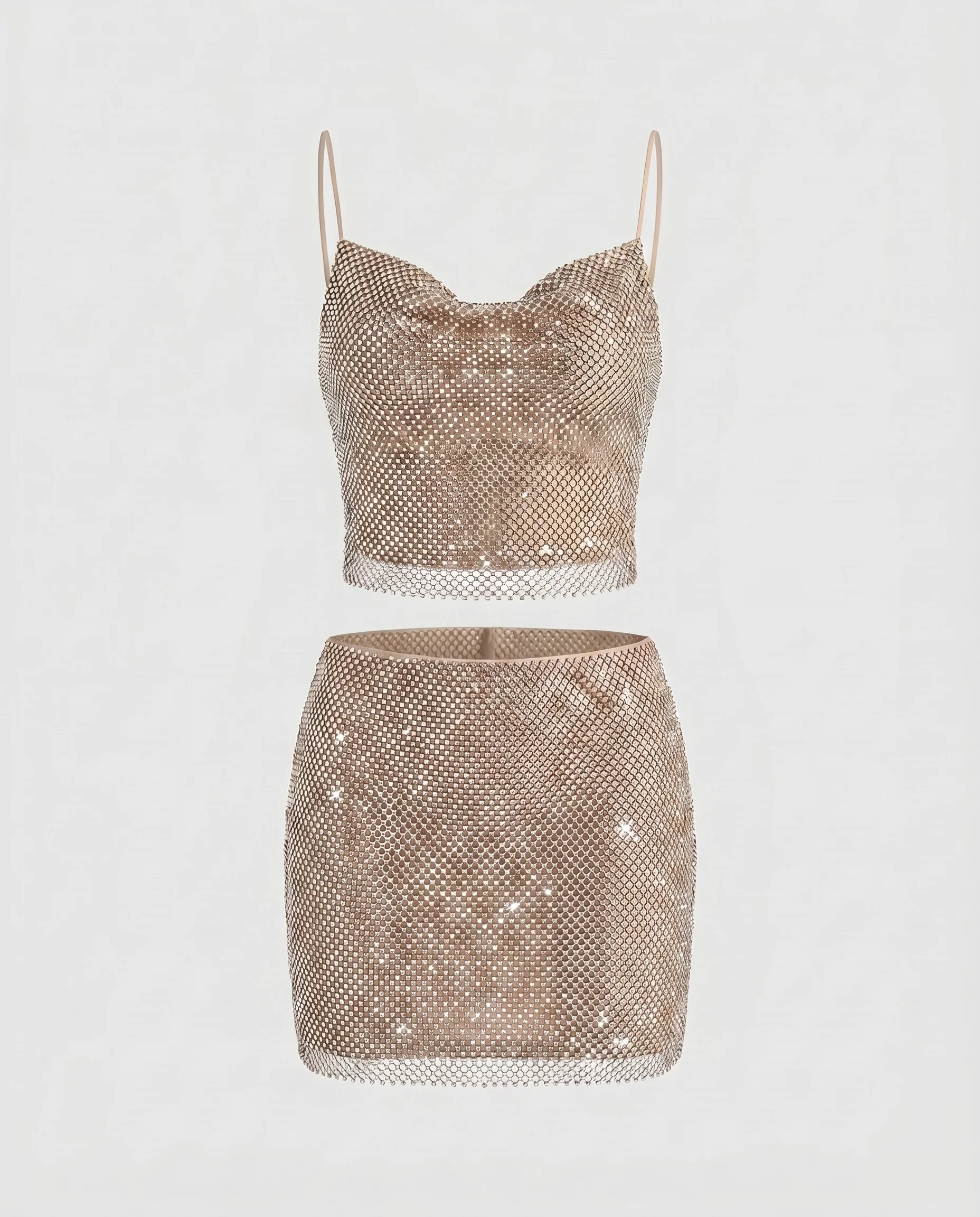 Damen Funkelndes Minikleid mit glänzenden Strasssteinen und Spaghettiträgern R&B - Image 6