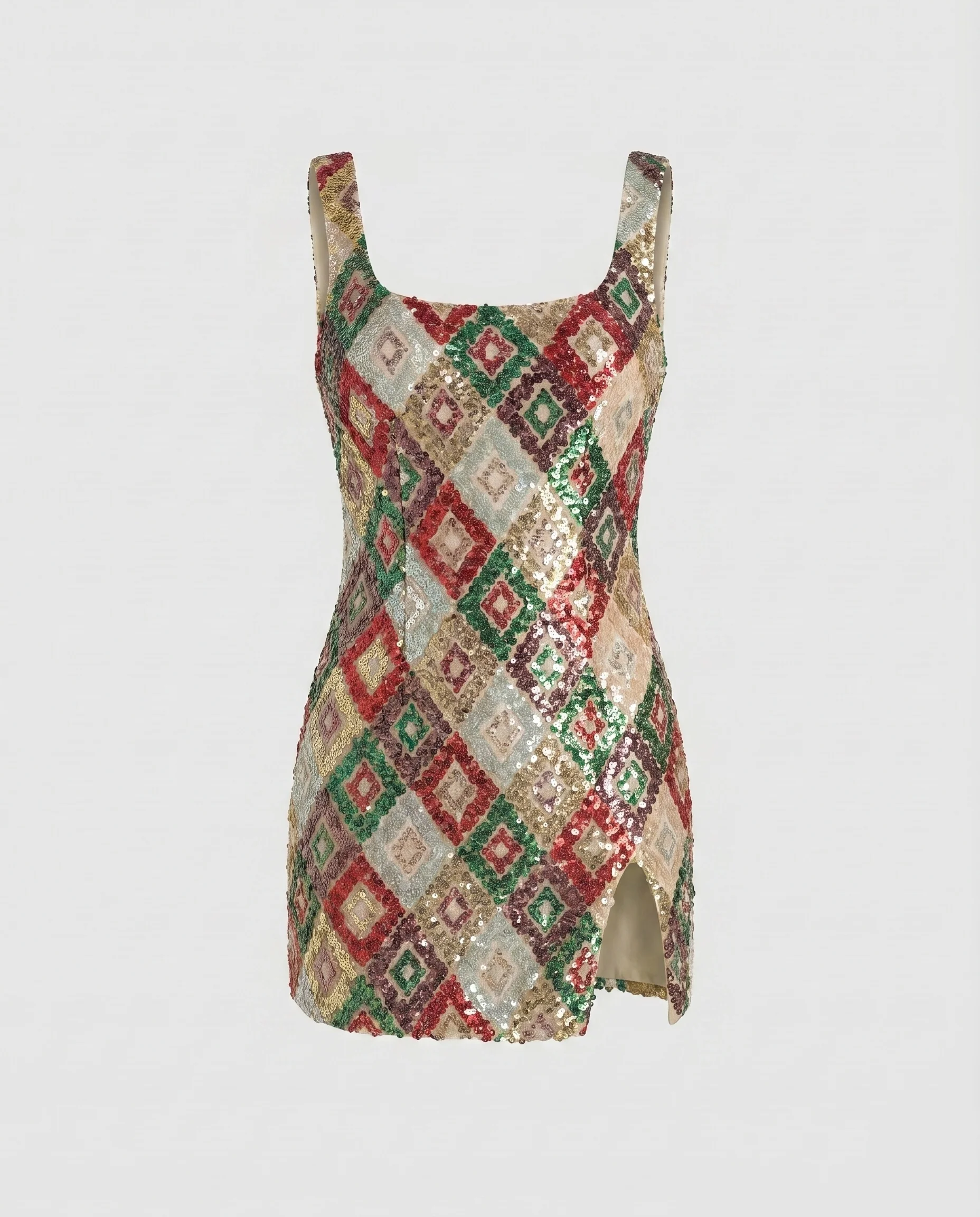 Damen Funkelndes Pailletten-Minideckkleid mit seitlichen Schlitzen R&B - Image 10