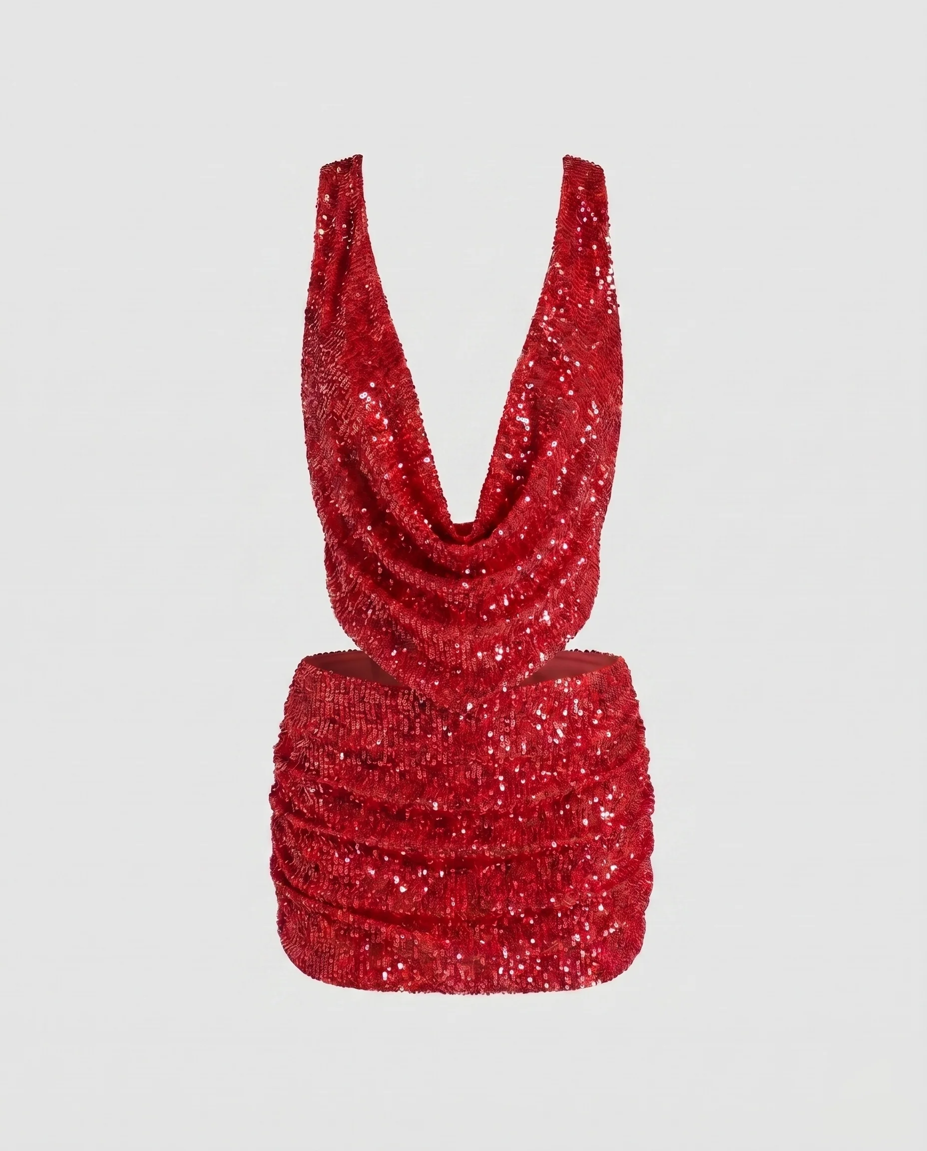 Damen Funkelndes Pailletten-Minikleid mit tiefem V-Ausschnitt und figurbetontem Design R&B - Image 6