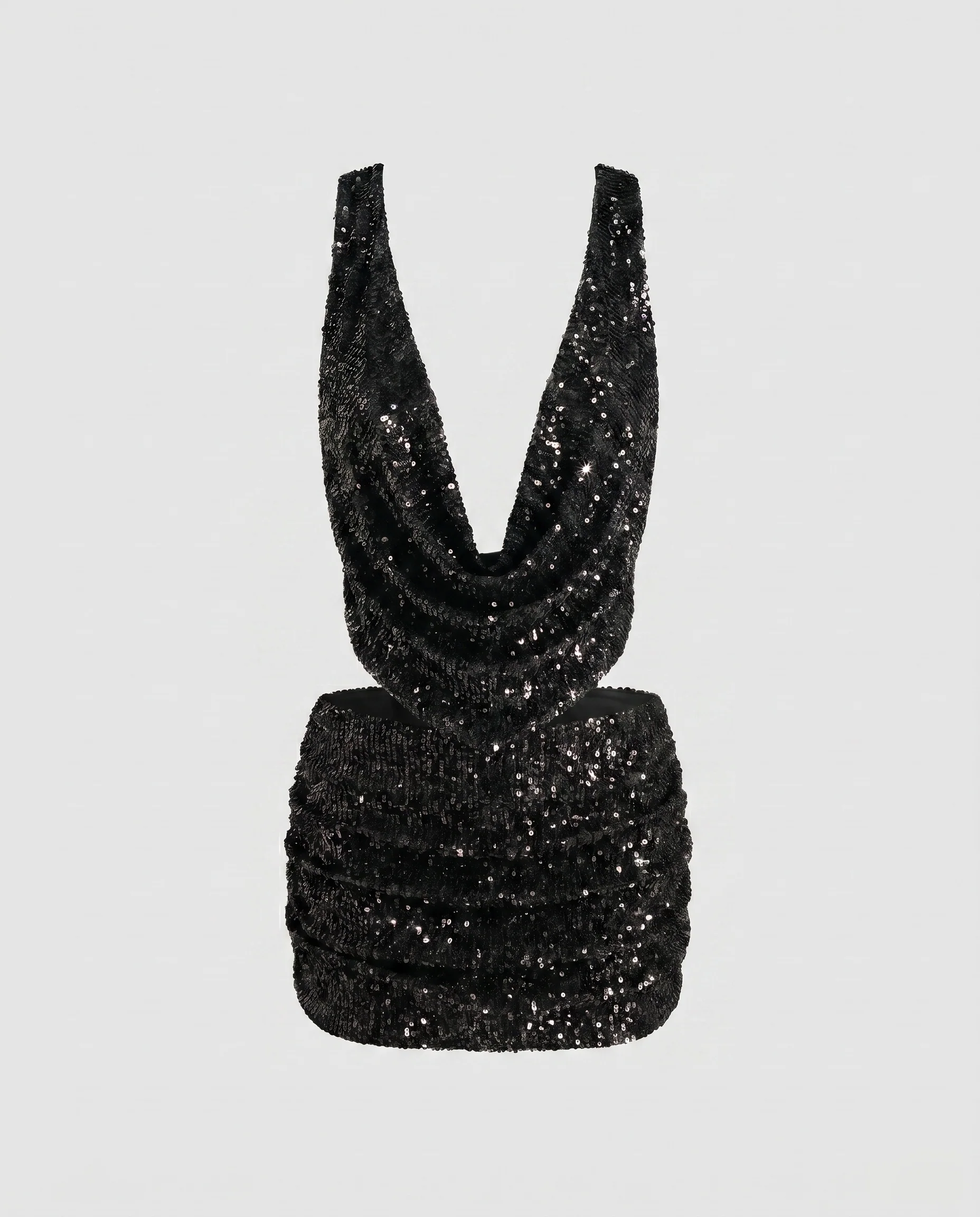 Damen Funkelndes Pailletten-Minikleid mit tiefem V-Ausschnitt und figurbetontem Design R&B - Image 8