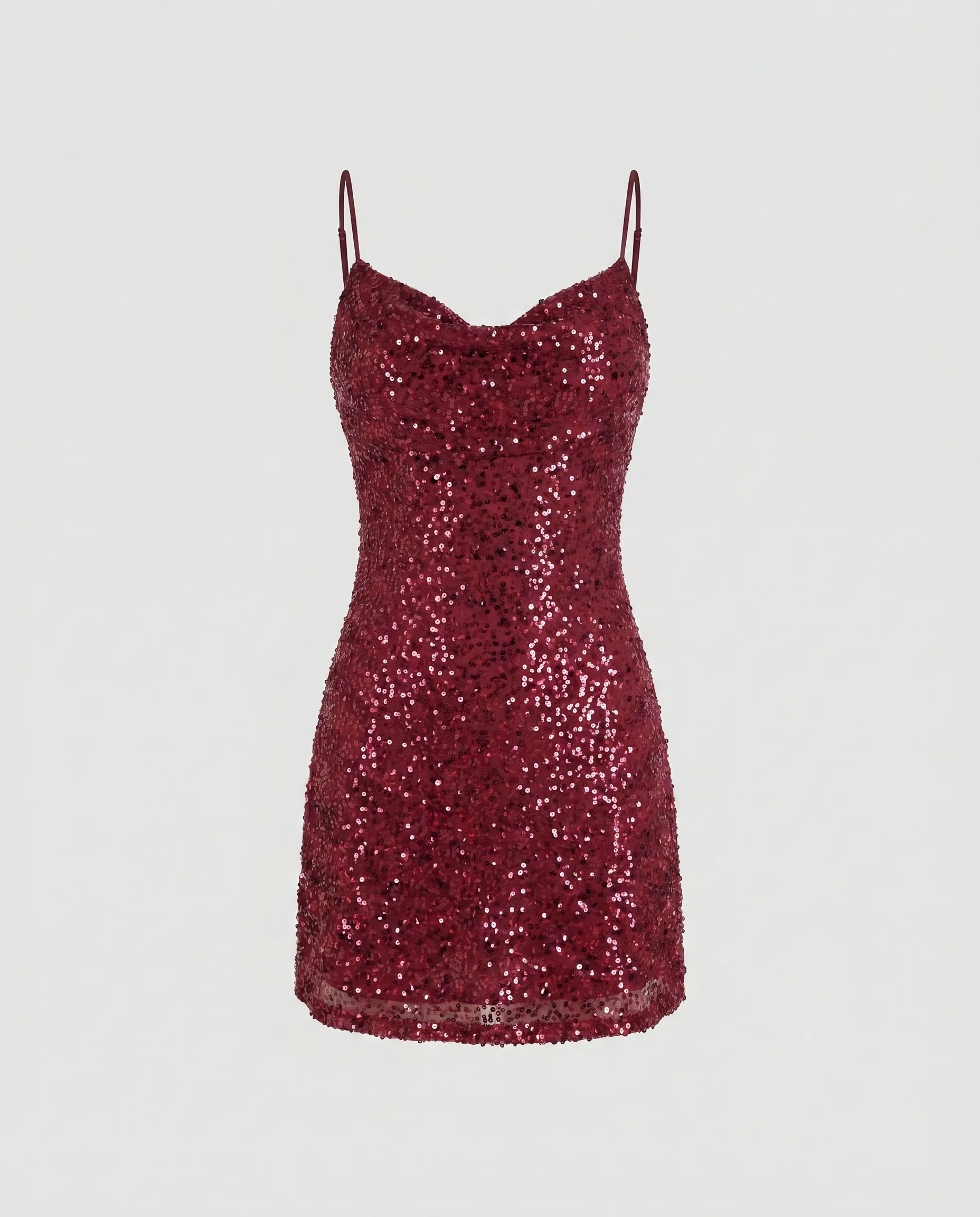 Damen Funkelndes Pailletten-Minikleid mit verführerischem V-Ausschnitt und zarten Trägern R&B - Image 5