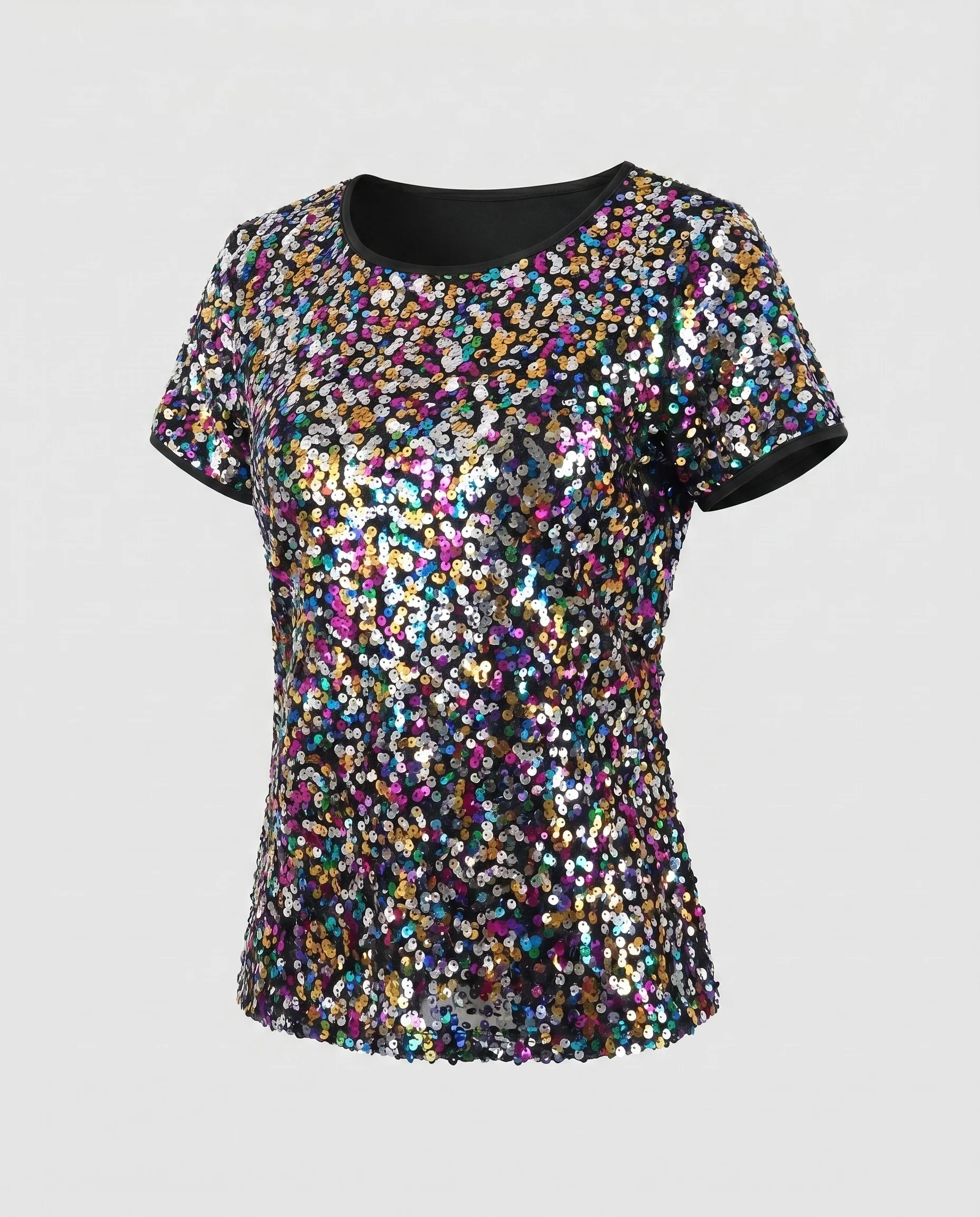 Damen Funkelndes Pailletten T-Shirt mit Rundhalsausschnitt R&B - Image 7
