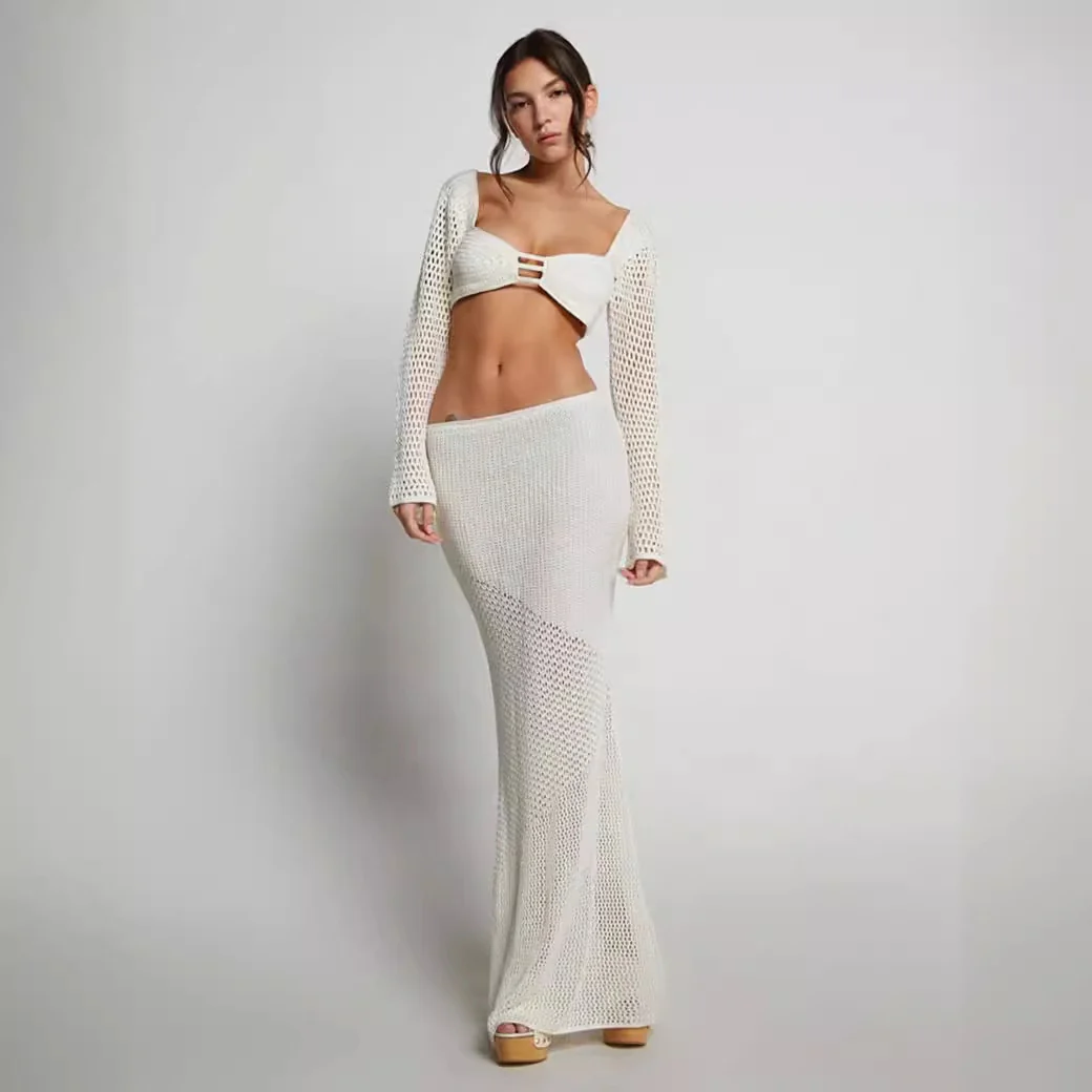 Damen geflochtener Strickanzug mit langen Ärmeln und figurbetontem Design R&B - Image 3