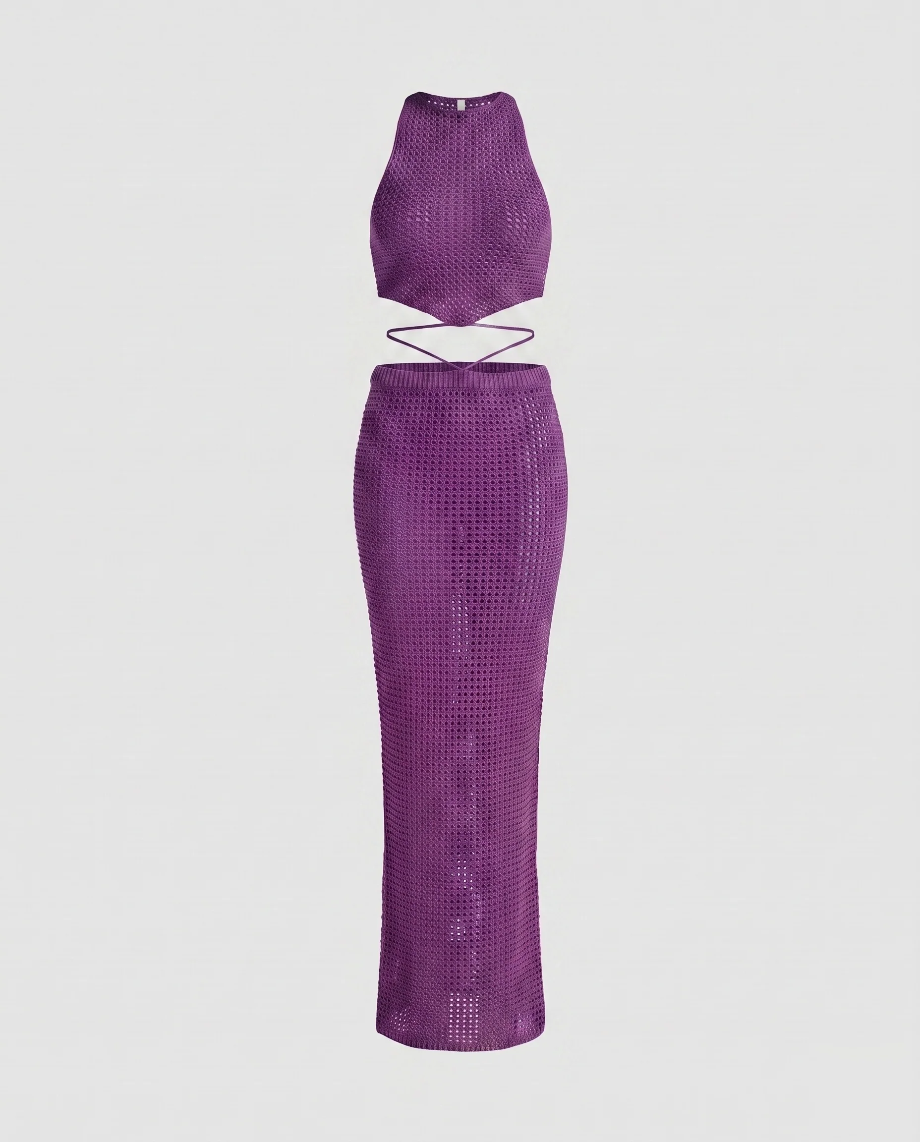 Damen gehäkeltes Maxikleid mit figurbetontem Design und trendigen Schnittdetails - Image 5