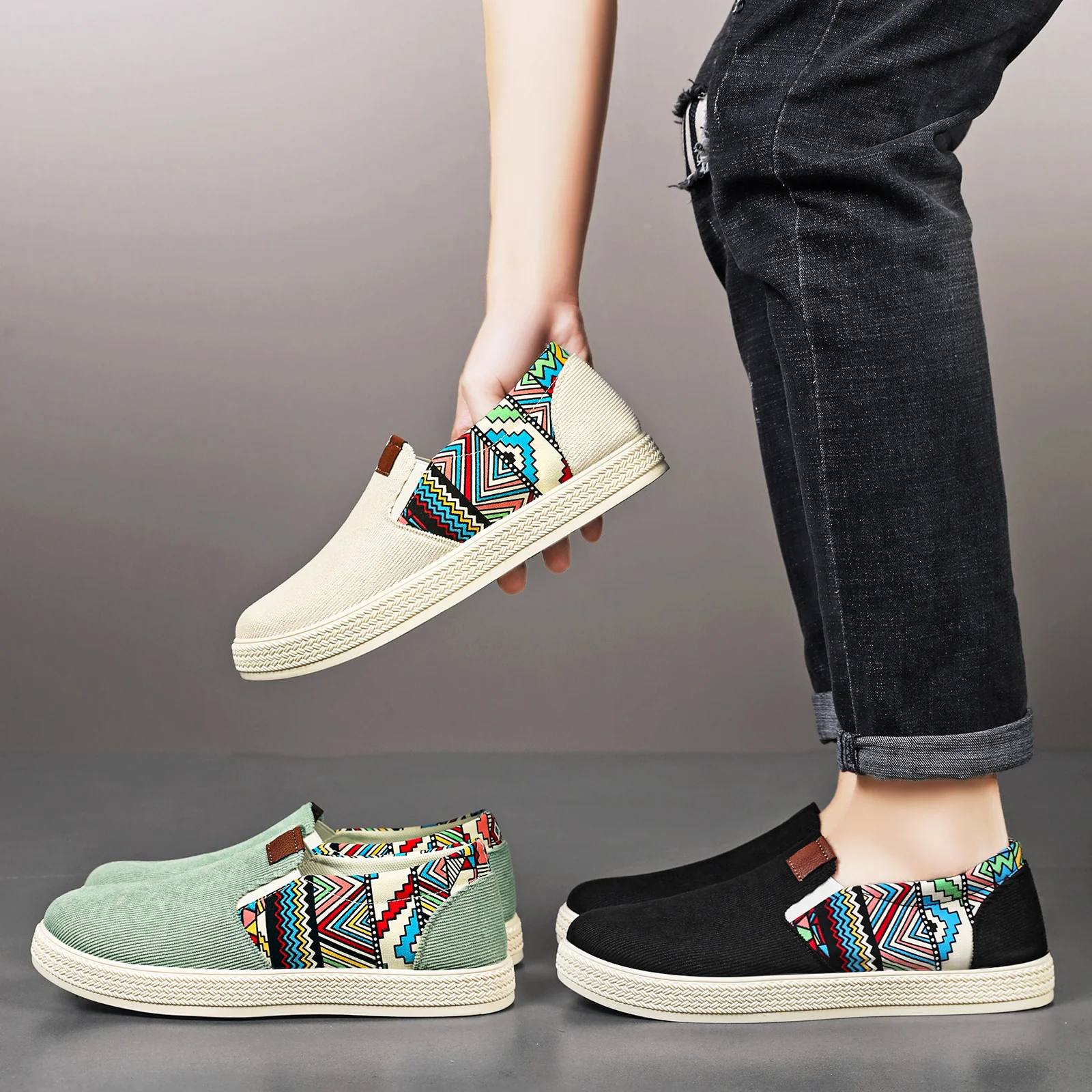 Damen Gemütliche Slip-On Sneakers mit buntem Muster und elastischem Einsatz R&B - Image 4