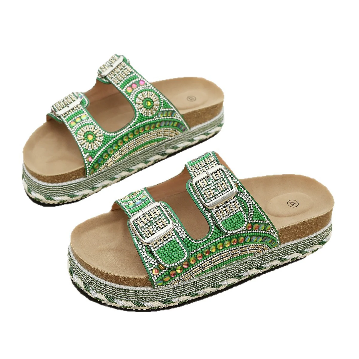 Damen Geschlossene Riemchensandalen mit eleganter Kristallverzierung R&B - Image 5