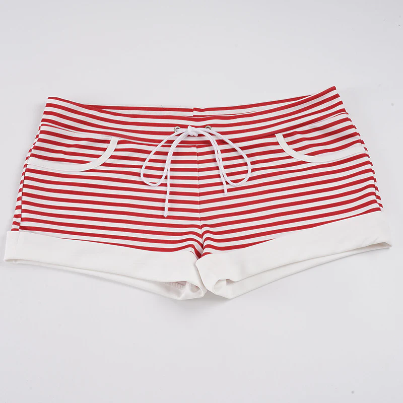 Damen gestreifte Sommer-Shorts mit elastischem Bund und praktische Taschen Heidi-Mode - Image 6