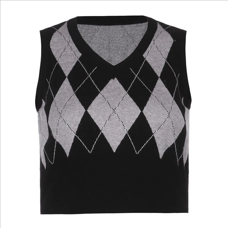 Damen cropped Stricktop mit modernem Rautenmuster R&B - Image 12