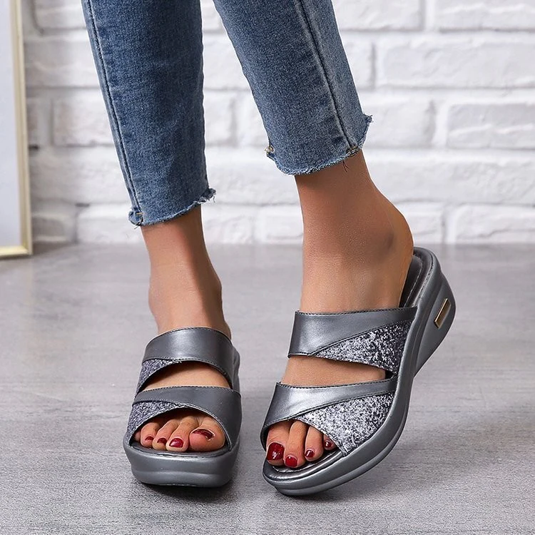 Damen glamouröse Riemchen-Sandaletten mit hochwertiger Glitzer-Oberfläche und stabiler Fußbettgestaltung R&B - Image 4