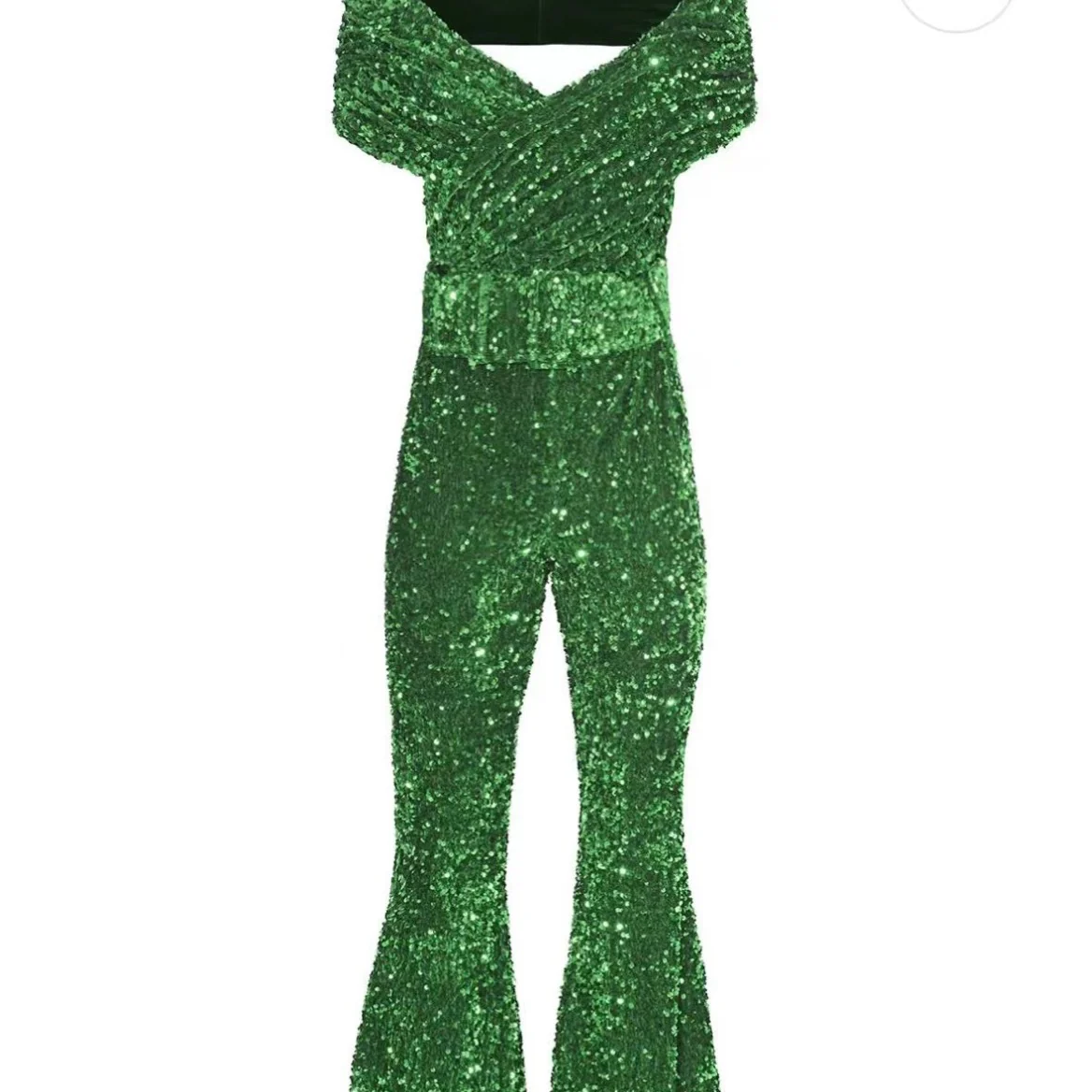 Damen Glamouröser Jumpsuit mit schimmerndem Paillettenverlauf und weitem Bein R&B