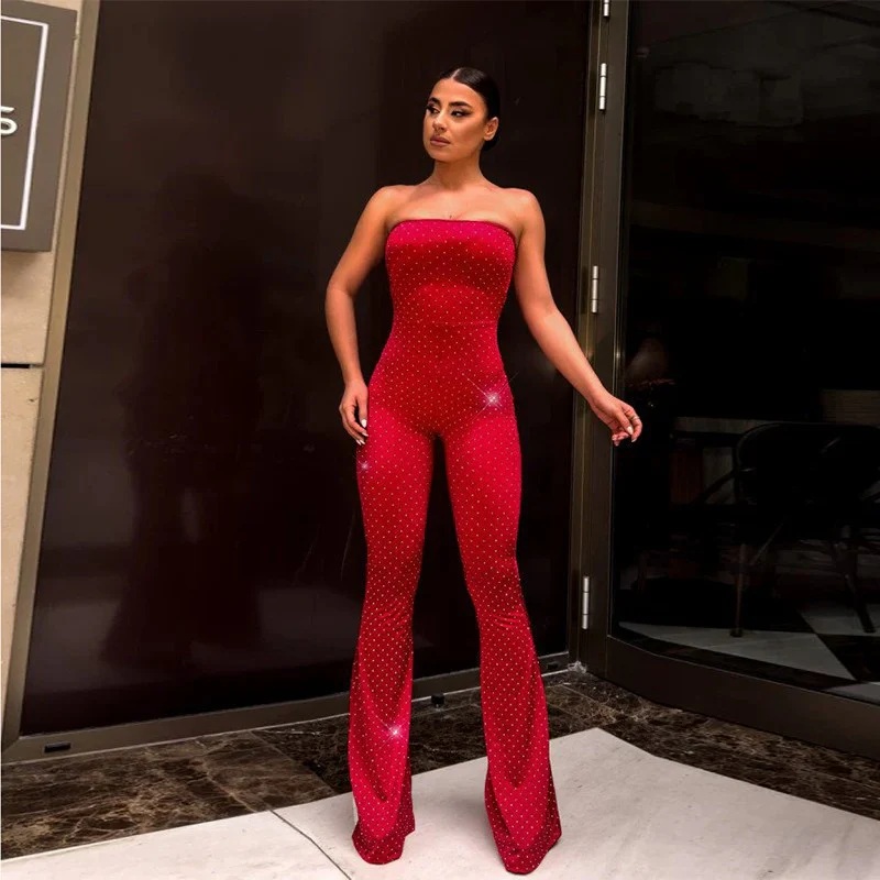 Damen Glamouröses Jumpsuit mit glänzenden Applikationen und schmalem Bein R&B - Image 6