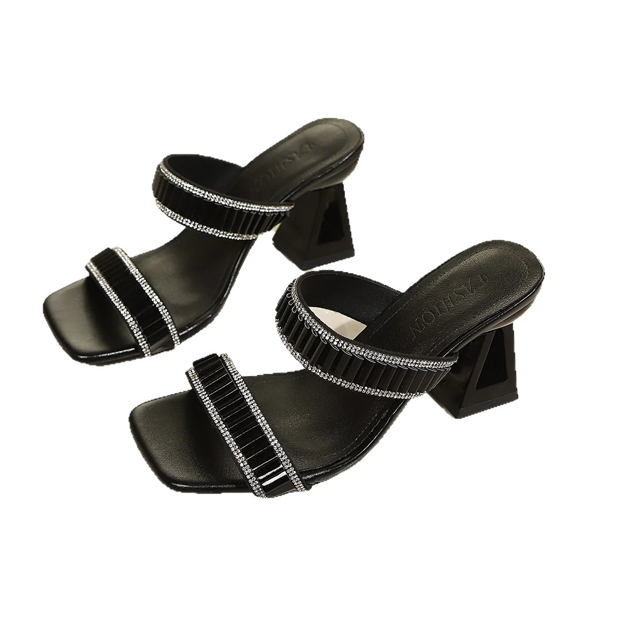 Damen glamouröse Blockabsatz-Sandalen mit funkelndem Strassdesign R&B - Image 5