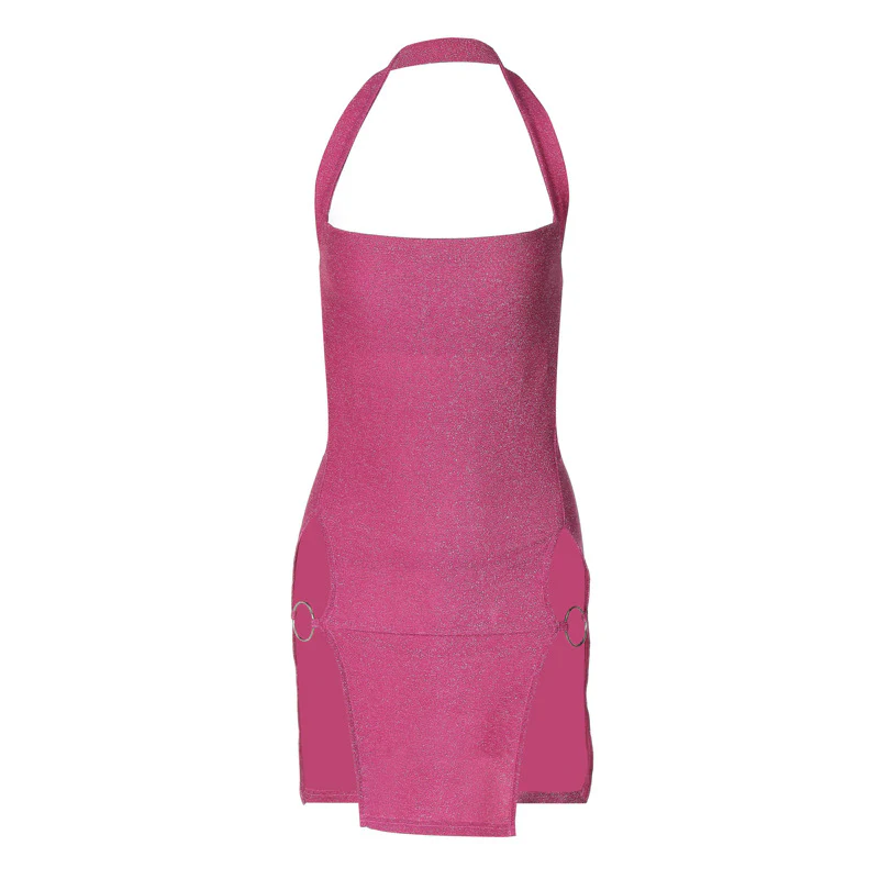 Damen Glamouröses Minikleid mit Halterneck und eleganten Seitenausschnitten R&B - Image 5